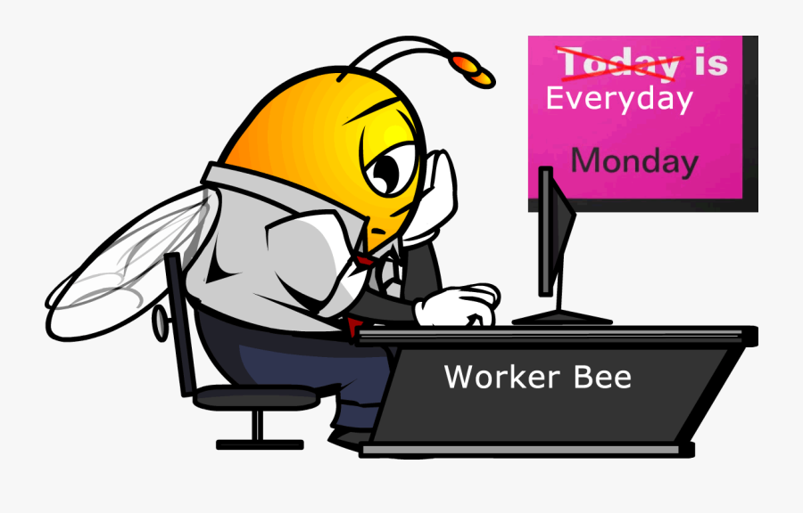 Monday Worker Bee - Sad Bee Gif, Transparent Clipart