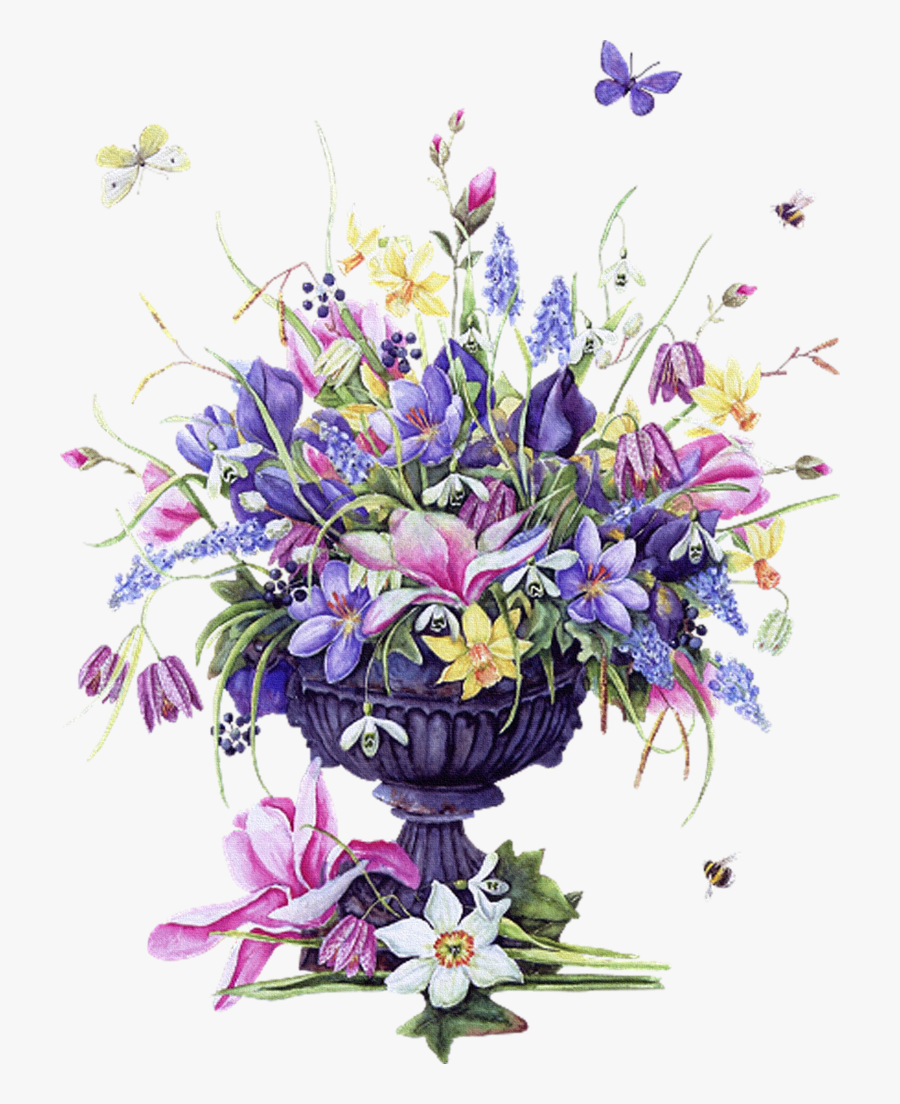 Transparent Flower Arrangement Clipart - Vintage Flower Flower Vase Png, Transparent Clipart