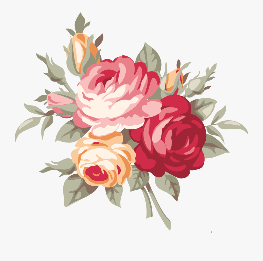 Bouquet Vector Rustic Flower - Vintage Rose Flower, Transparent Clipart