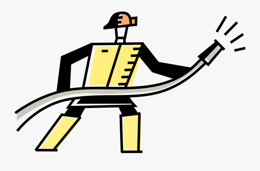 Vector Illustration Of Firefighter Fireman Fights Raging, Transparent Clipart
