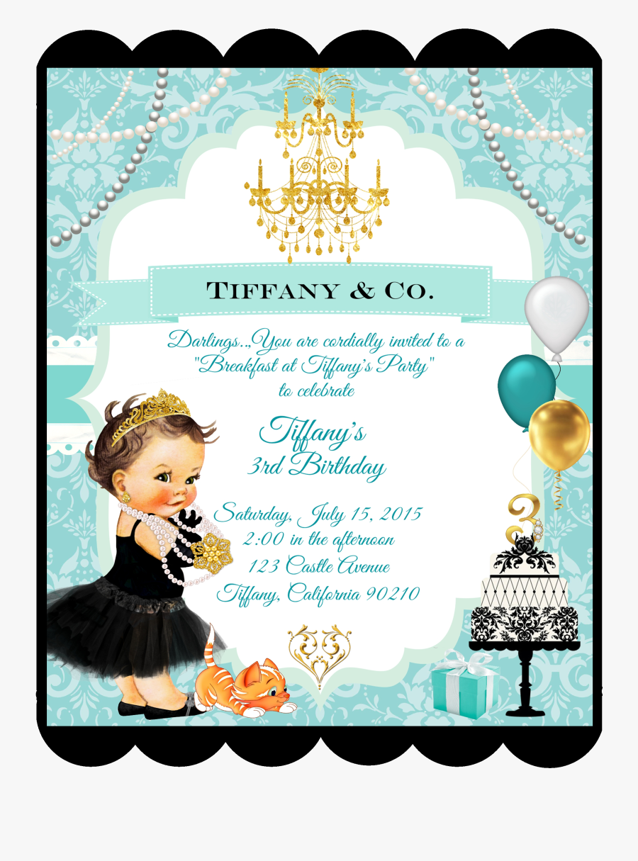 Breakfast At Tiffany's Birthday Invitation Png, Transparent Clipart