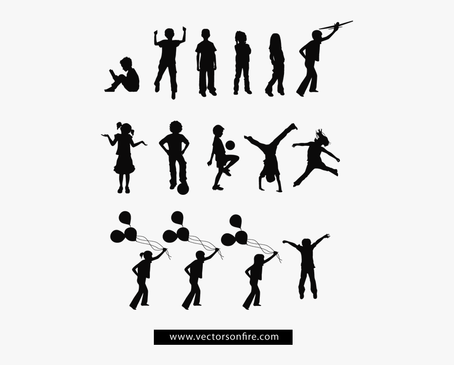 Kids Playing Silhouette Png - Kids Vector Silhouette, Transparent Clipart
