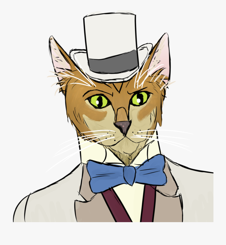 Tie Clipart Cat In Hat - Domestic Short-haired Cat, Transparent Clipart