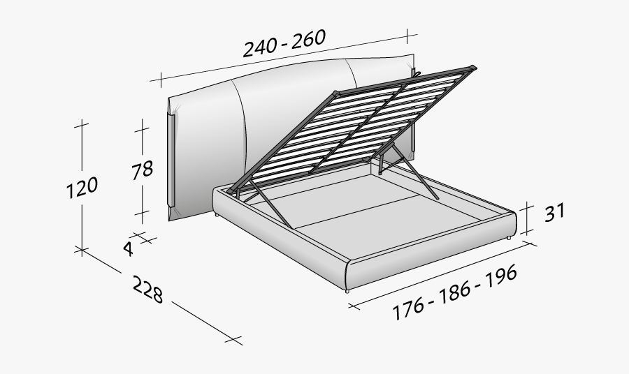 Clip Art Bed Sketch - Misure Letto Matrimoniale Contenitore, Transparent Clipart