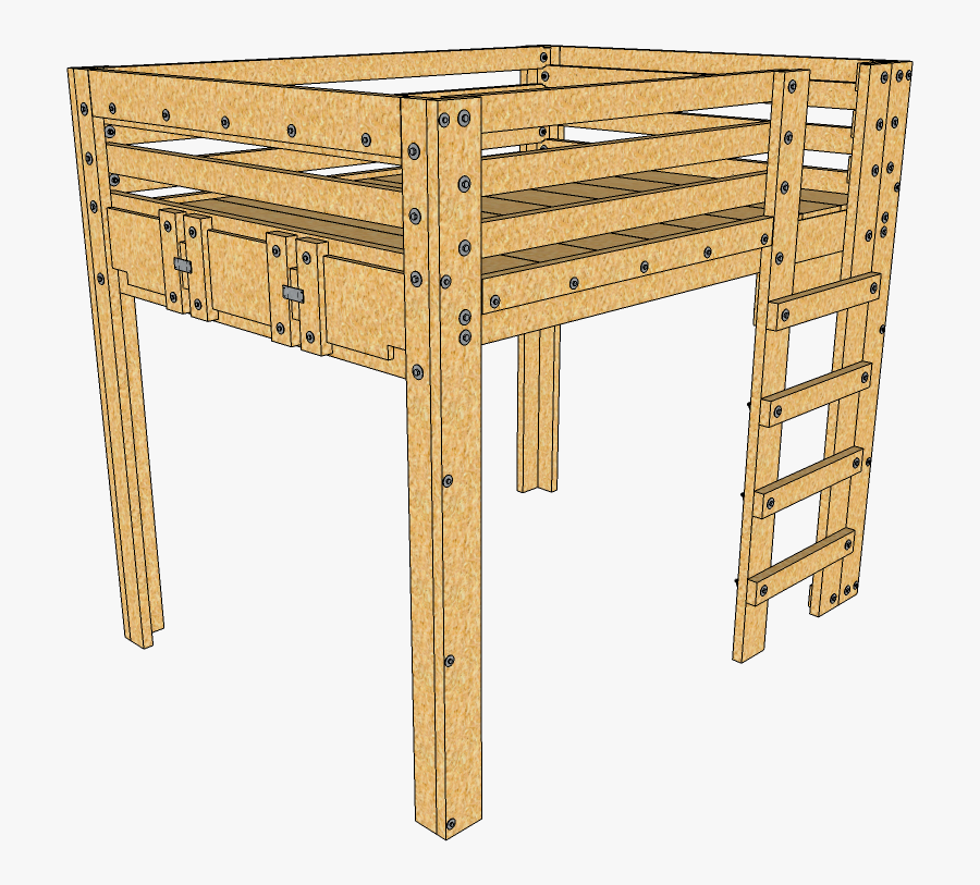 Queen Loft Bed , Png Download - Loft Bed Plans, Transparent Clipart