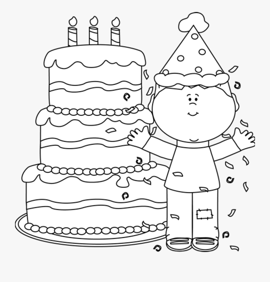 Confetti Clipart Black And White - Boy Happy Birthday Coloring Pages, Transparent Clipart