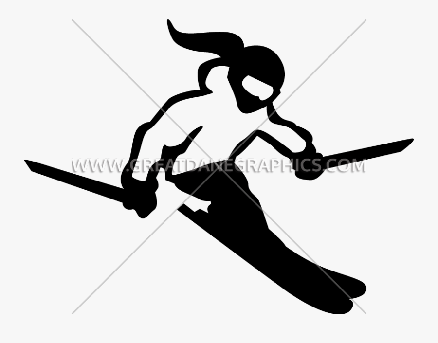 Female Skiing - Female Skier Silhouette Clip Art, Transparent Clipart