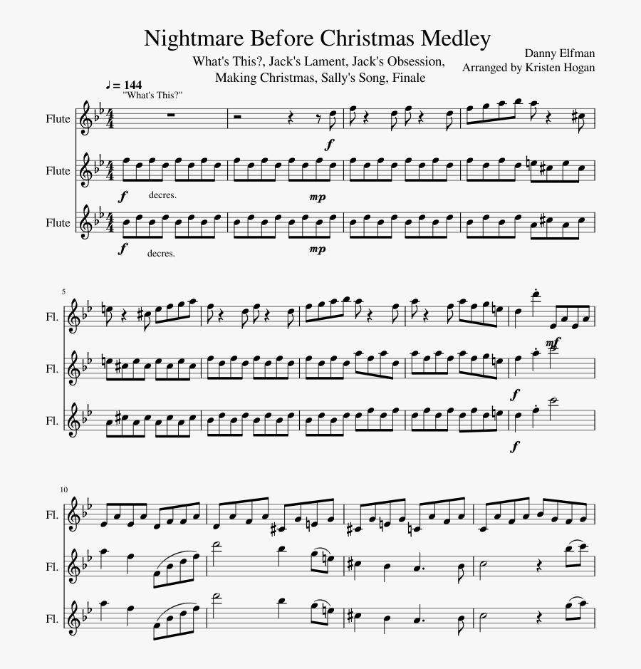 Nightmare Before Christmas Medley Sheet Music Composed - Spootiskerry Fiddle Sheet Music, Transparent Clipart