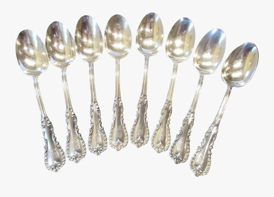 Eight Antique Sterling Teaspoons Reed And Barton - Spoon, Transparent Clipart