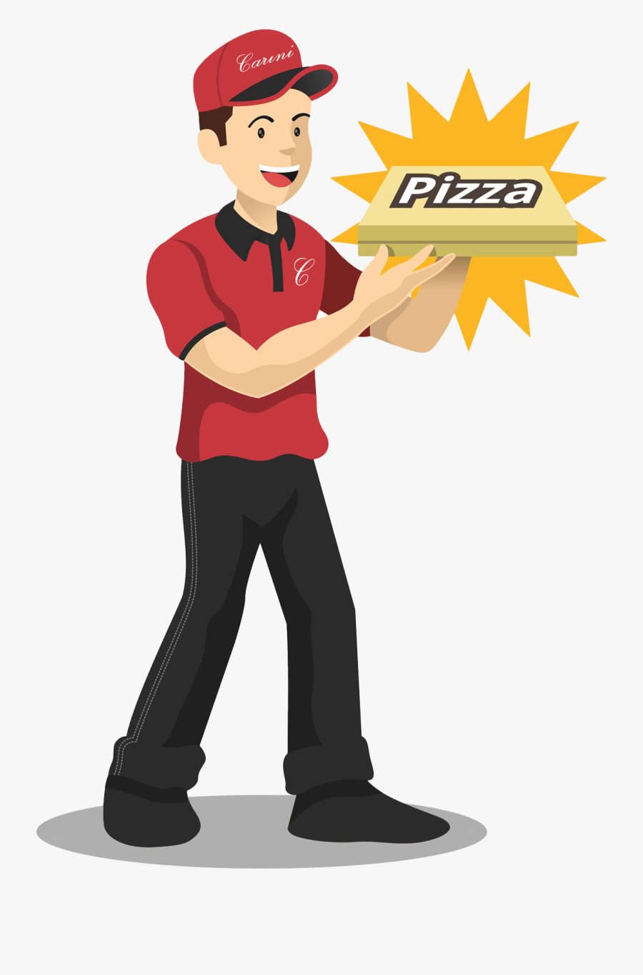 Transparent Delivery Man Clipart - Pizza Delivery Boy Drawing, Transparent Clipart