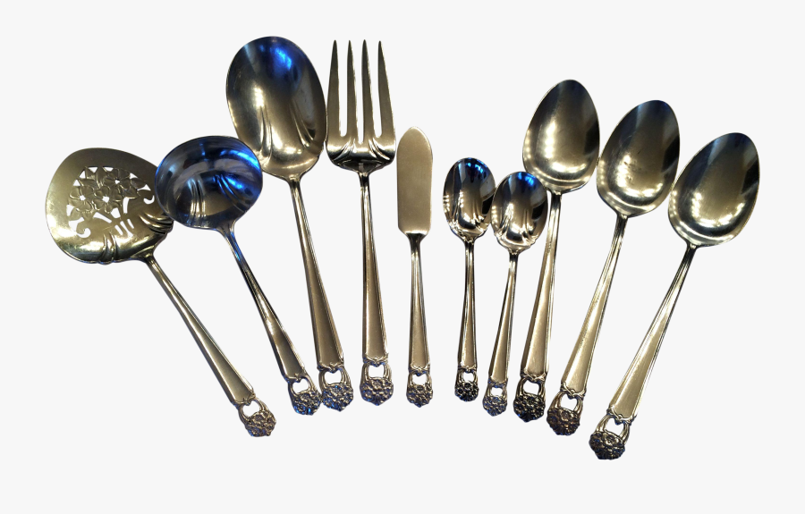 64piece 1950s Eternallyyours Silver-plate Flatware - Silver, Transparent Clipart