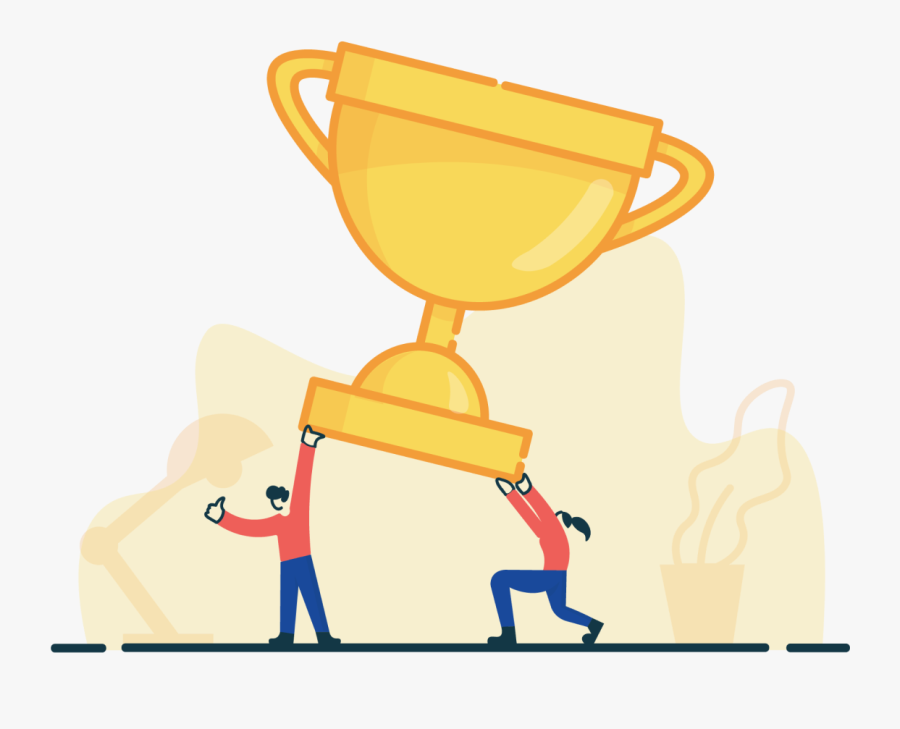 Illustration Of Two People Holding Trophy Clipart , - Holding Trophy Clipart, Transparent Clipart