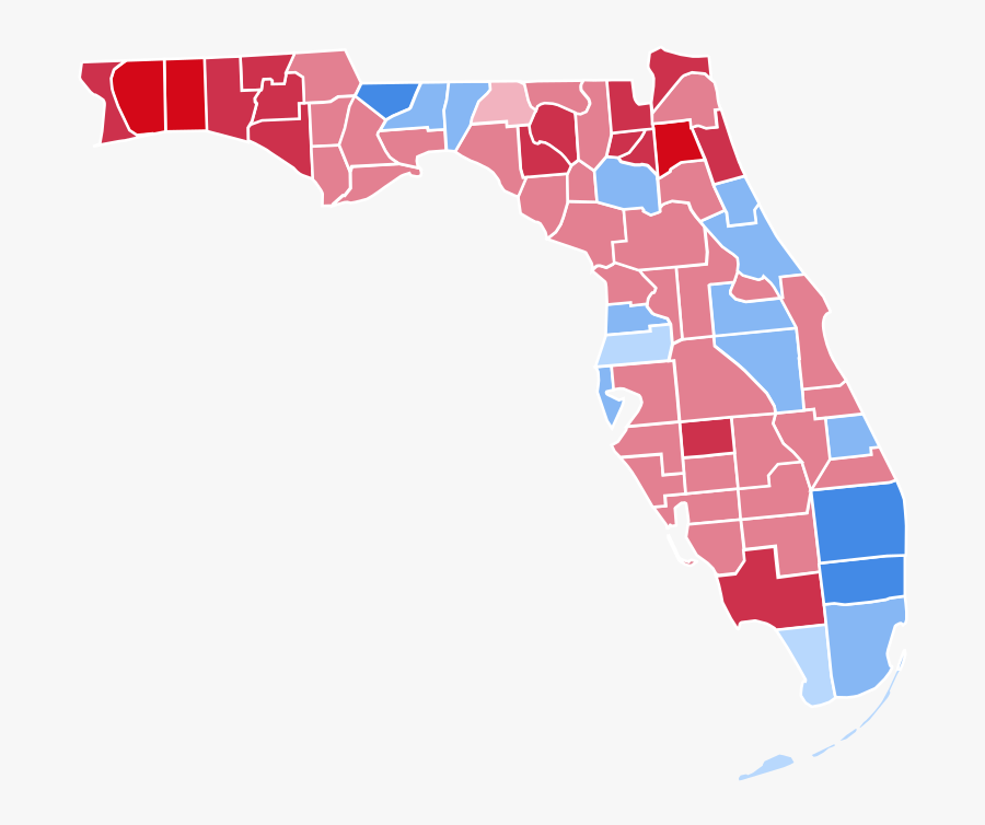 Florida Electoral Map 2004 Clipart , Png Download - Florida Governor Race Map, Transparent Clipart