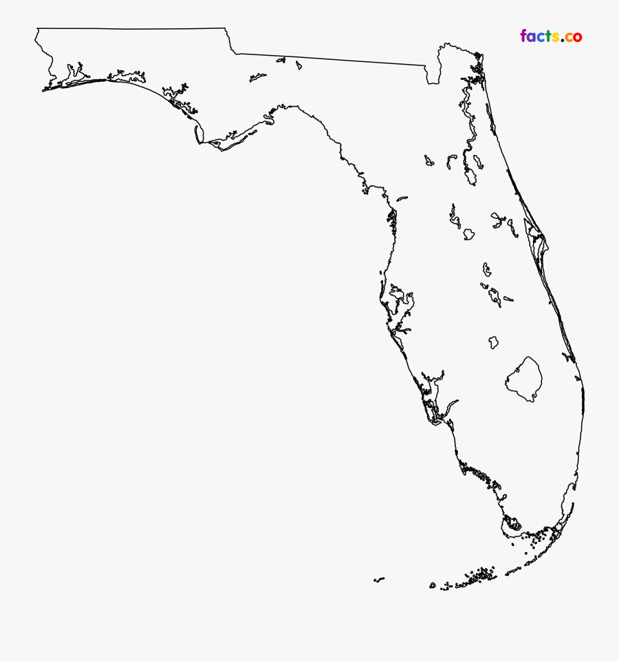 Clip Art Map Of Florida Outline - Map Of Florida Without Cities, Transparent Clipart