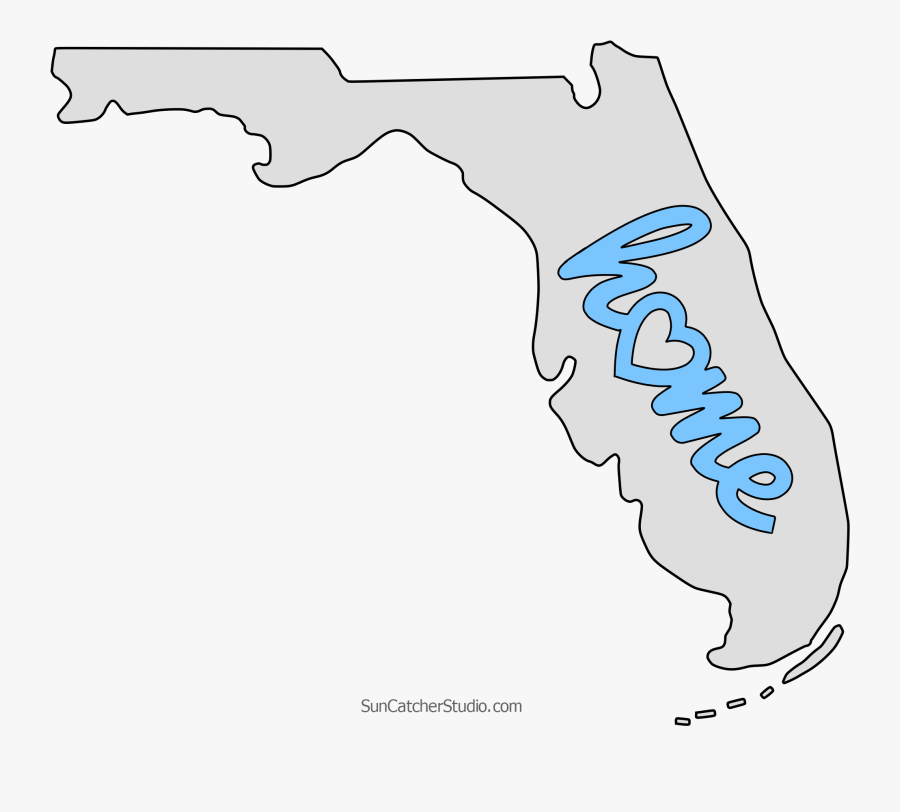 Florida House - Florida Border With Home In It To Print And Color, Transparent Clipart