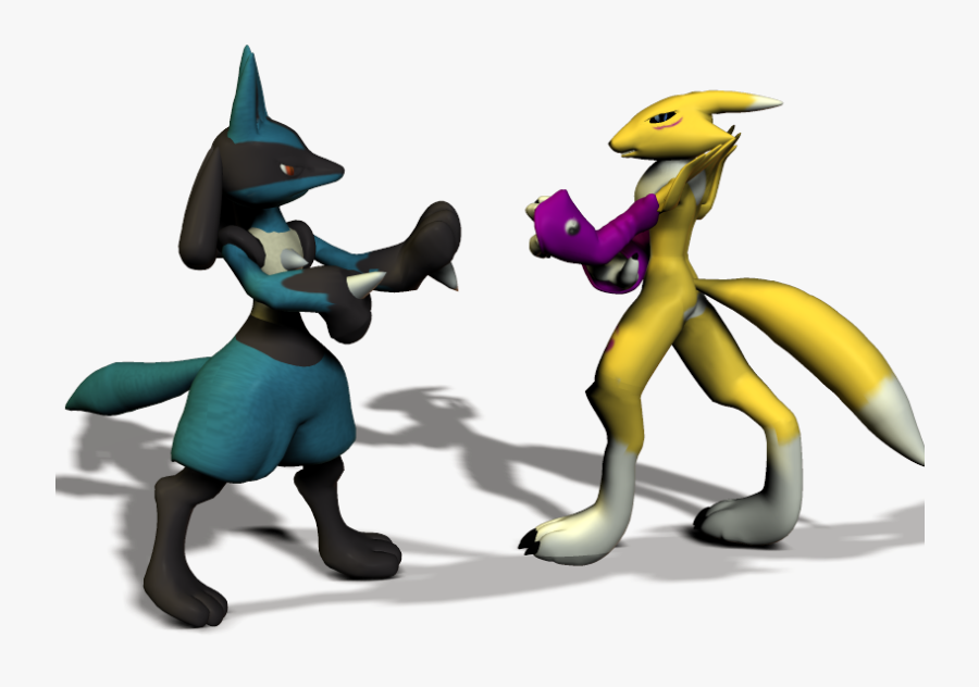 Lucario Vs Renamon - Cartoon, Transparent Clipart