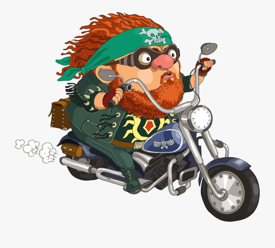 Motorcycle Clipart Thanksgiving - Funny Motorcycle Biker Cartoon, Transparent Clipart