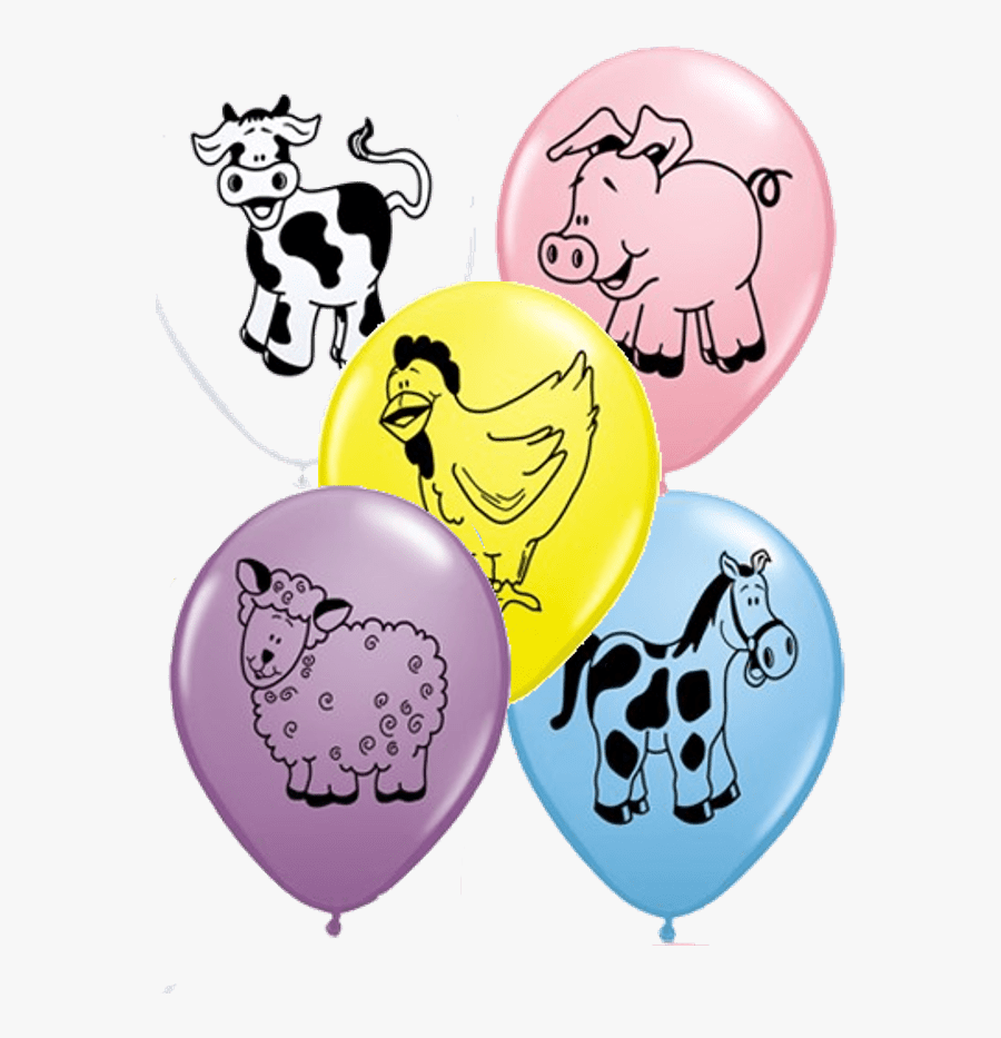 3 Farm Animal Print Latex Balloons - Farm Animal Balloons, Transparent Clipart