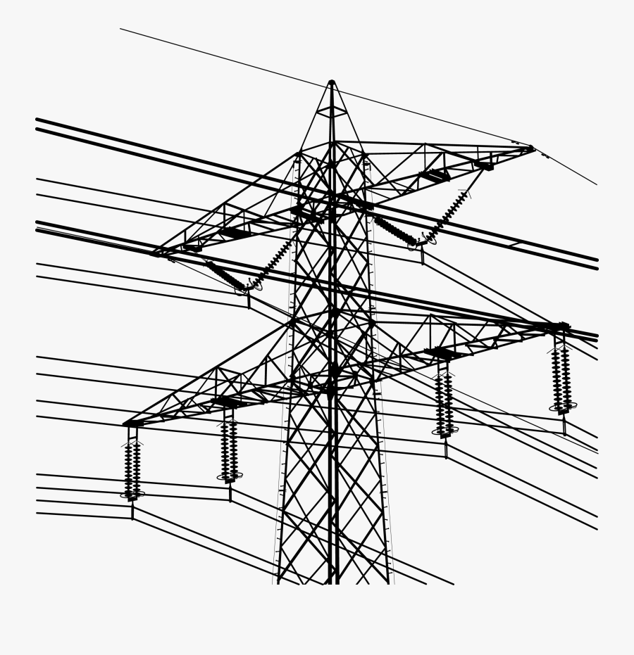 Electric Power Electricity High Transmission Overhead - Electric Tower Png, Transparent Clipart