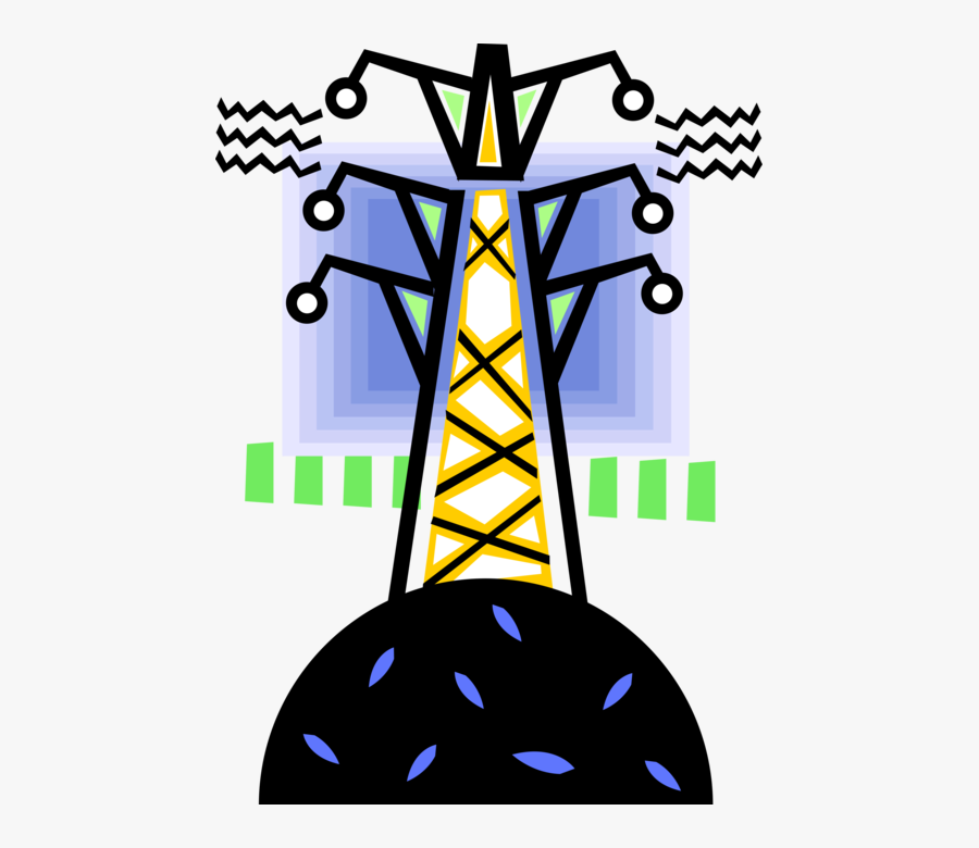 Vector Illustration Of Transmission Tower Carries Electrical, Transparent Clipart