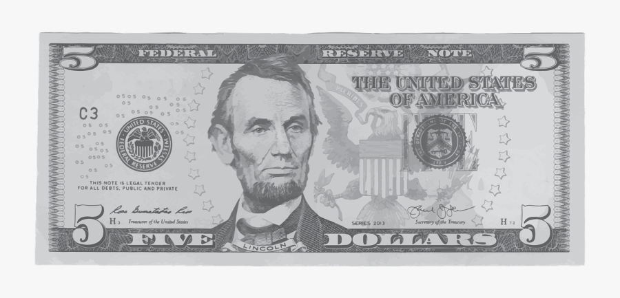 5 Dollar Bill Png - Usa 5 Dollars, Transparent Clipart