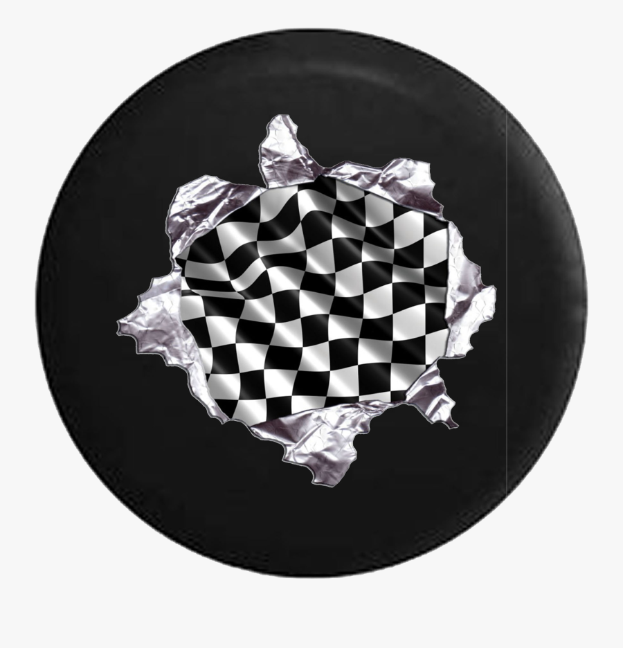 Racing Checkered Flag Tearing Through Jeep Camper Spare - Tear Graphics, Transparent Clipart