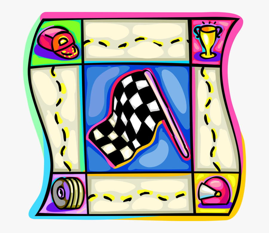 Vector Illustration Of Checkered Or Chequered Flag, Transparent Clipart