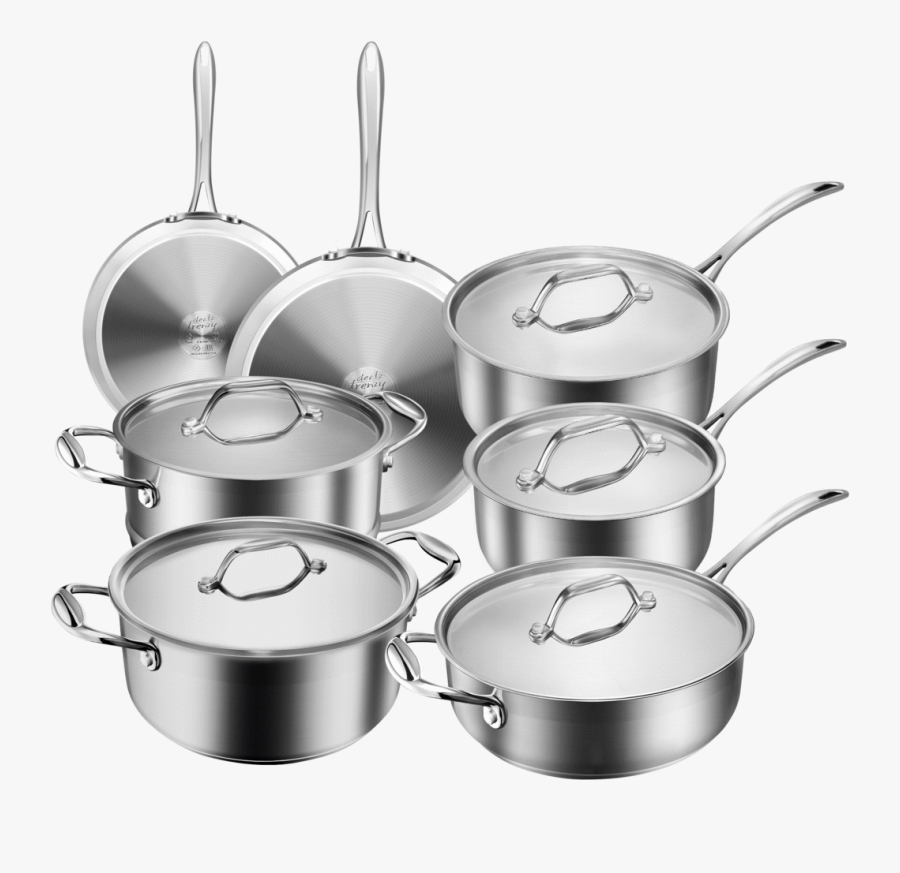 Dealz Frenzy Multiclad Pro Cookware Set,classic Pots - Silver Pots For Cooking, Transparent Clipart