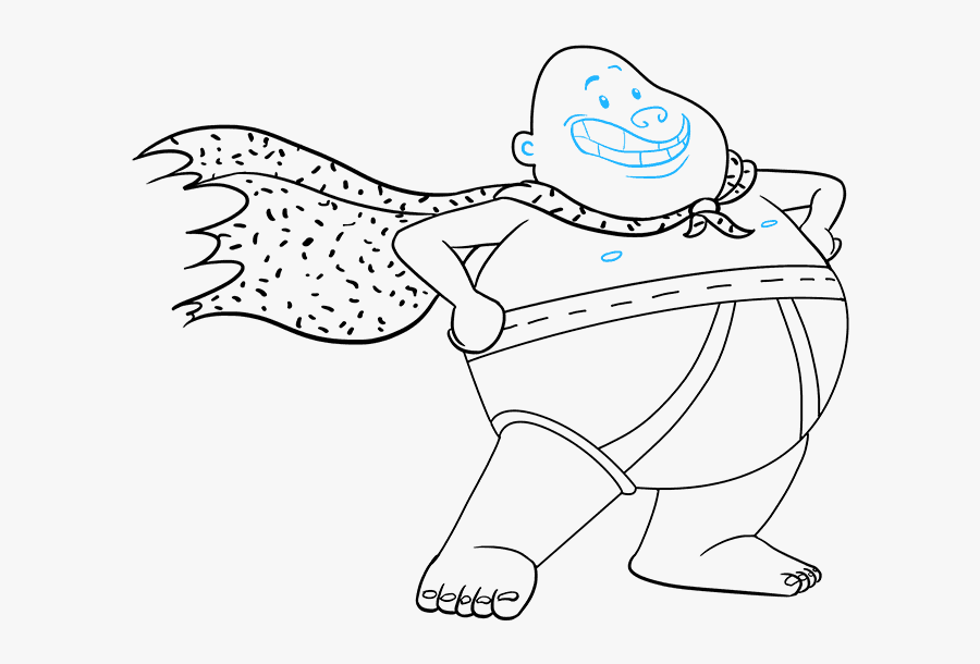 How To Draw Captain Underpants - Line Art, Transparent Clipart