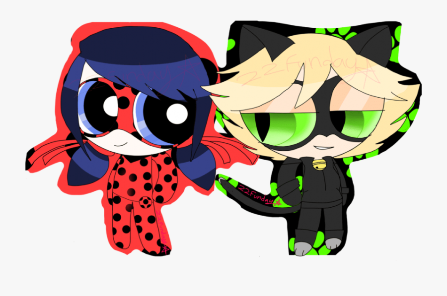 Free Png Download Ladybug And Cat Noir By 22funday - Miraculous Ladybug Powerpuff Girls, Transparent Clipart