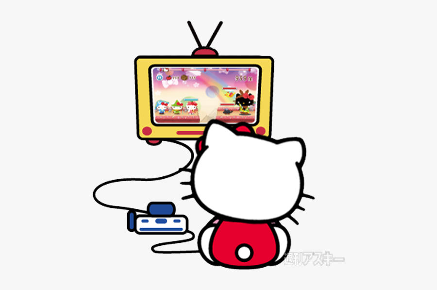 Hello Kitty Playing Video Games, Transparent Clipart