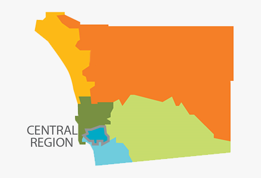 Central Region - Map Of Counties In San Diego, Transparent Clipart