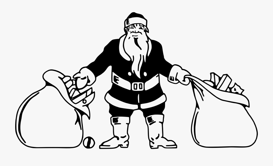 Santa With Toys Clip Arts - Christmas Clipart Black And White Clips Christmas, Transparent Clipart