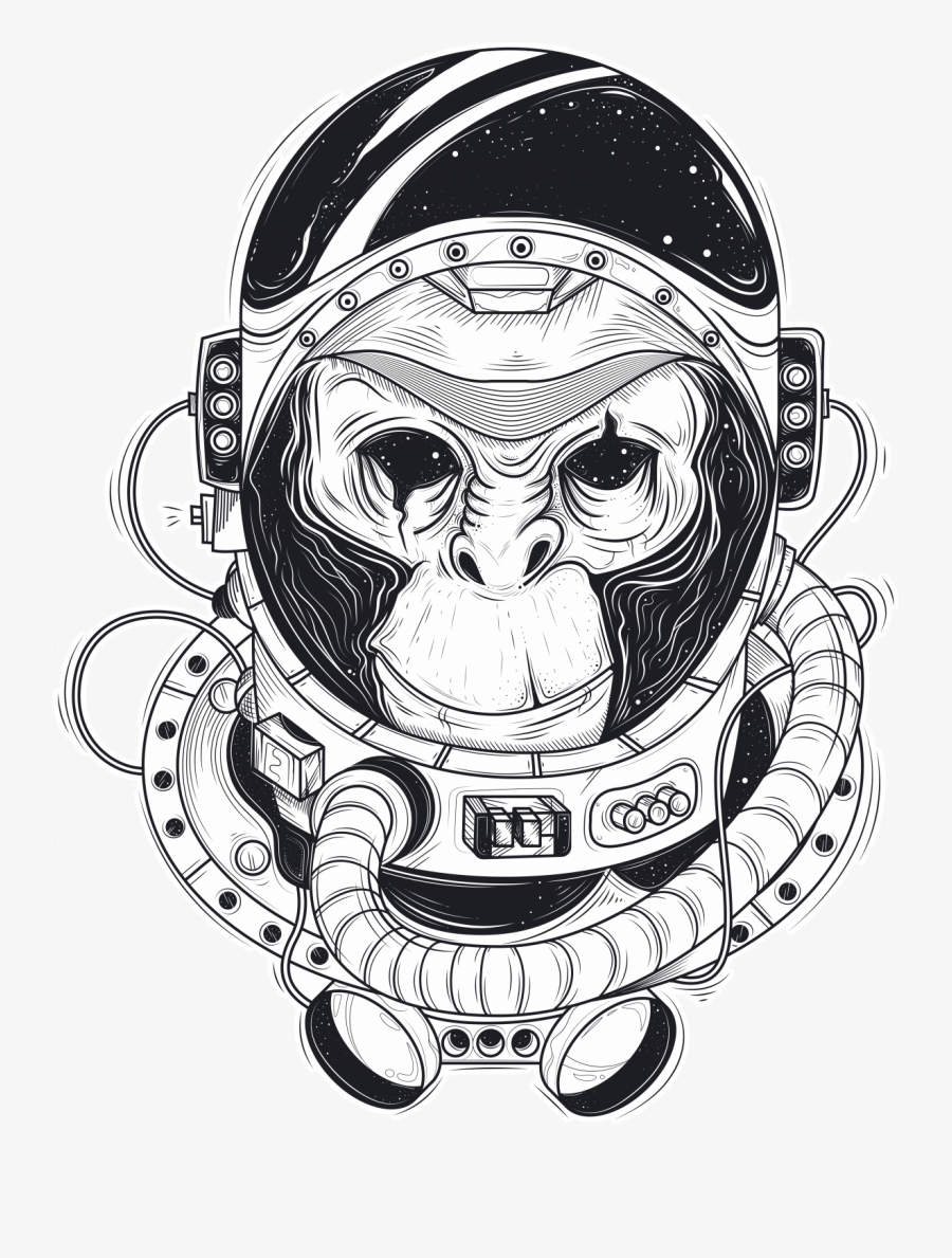 Monkey Astronaut Clip Art - Astronaut Drawing, Transparent Clipart