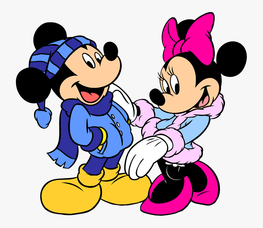 Mickey & Minnie Clipart - Minnie And Mickey Winter, Transparent Clipart