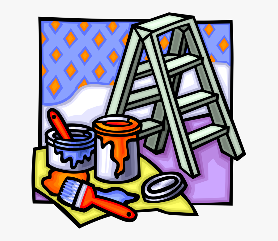Vector Illustration Of Home Renovation And Decoration - House Painter And Decorator, Transparent Clipart