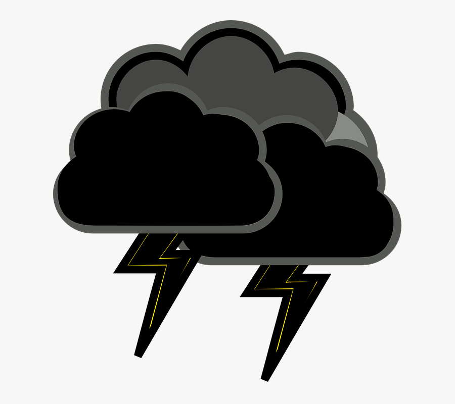 Black Cloud With Lightning, Transparent Clipart