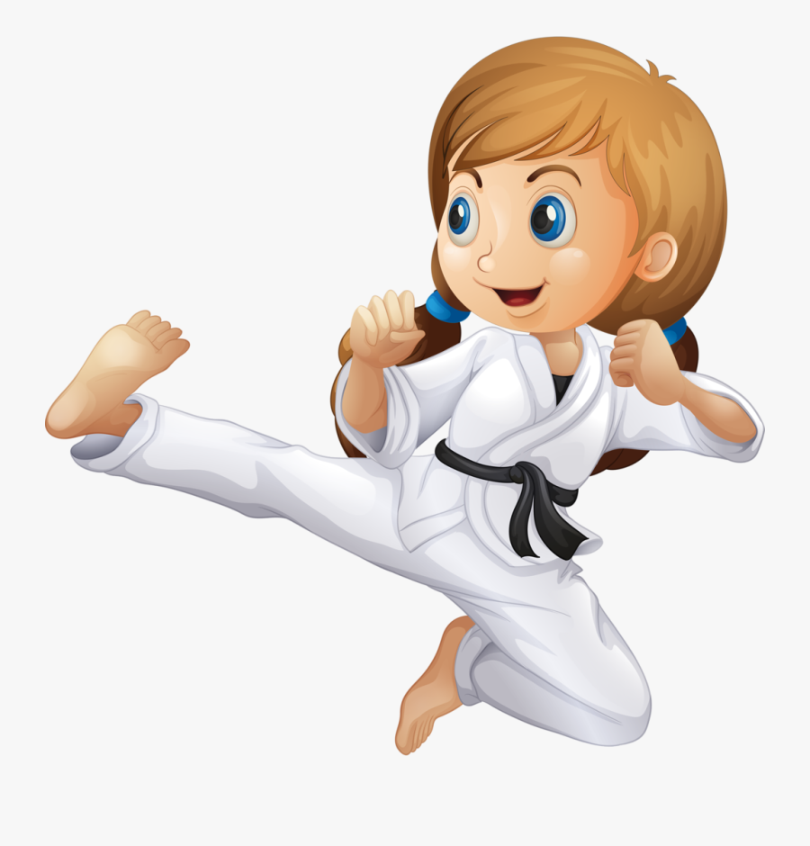 22 - Girl Doing Karate, Transparent Clipart