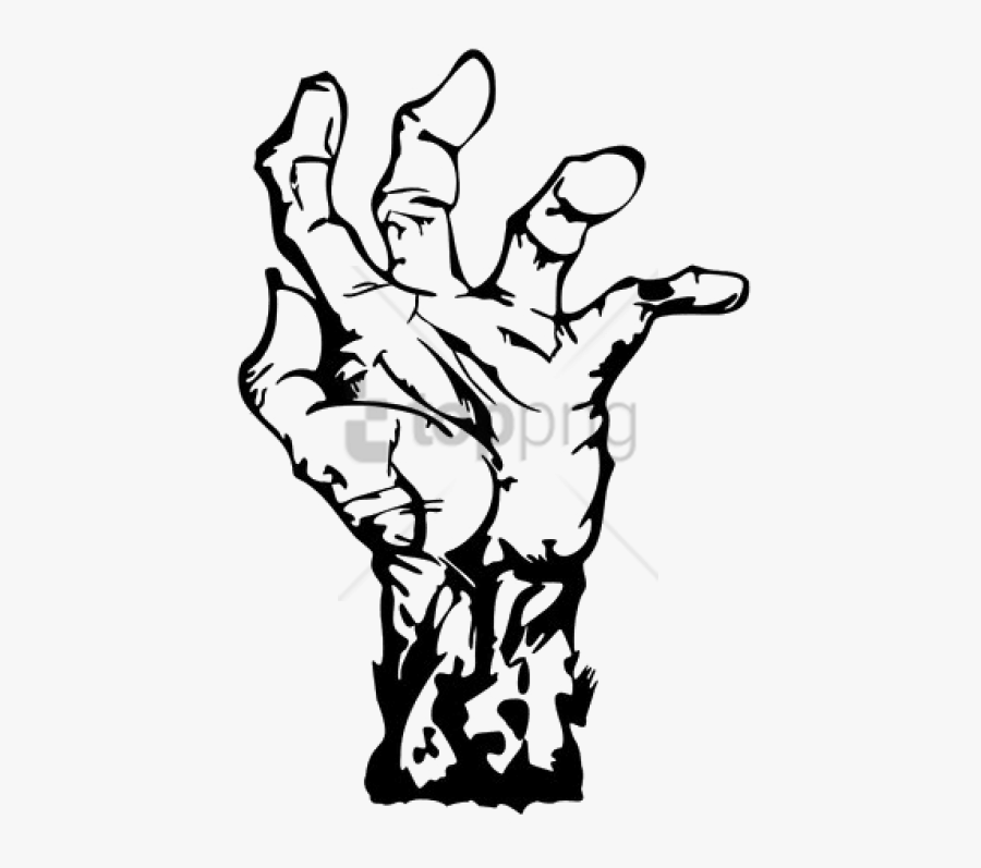 Black And White Zombie Hand, Transparent Clipart