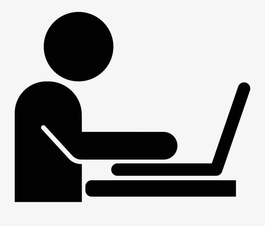 Man Working On A Laptop From Side View Comments Clipart - Transparent Person At Computer Icon, Transparent Clipart