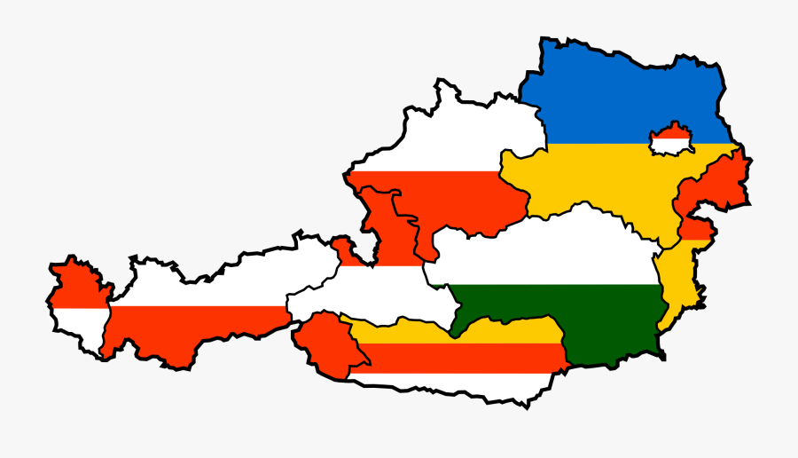 Flag Map Of The Austrian States, Transparent Clipart
