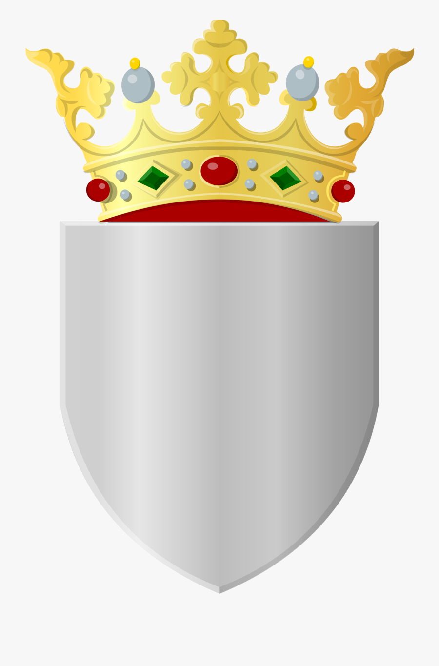 Clip Art Crown Shield - Silver, Transparent Clipart