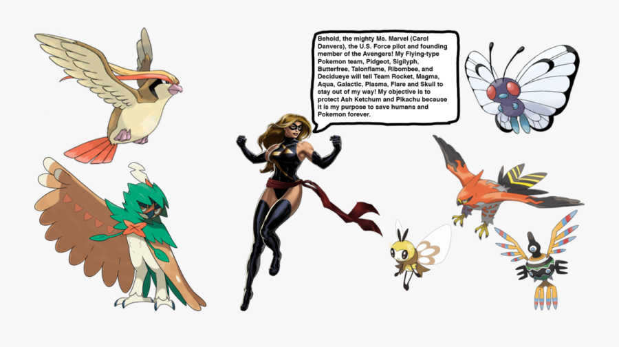 Marvel"s Pokemon Team By Darthranner83 - Carol Danvers Ms Marvel Png, Transparent Clipart