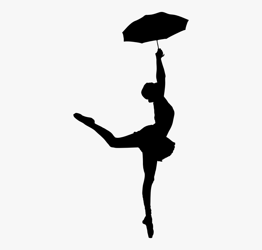 Exuberant Lady With Umbrella Silhouette - Ballerina Holding An Umbrella, Transparent Clipart
