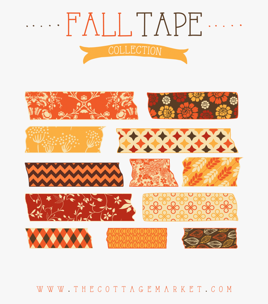 Autumn Washi Tape Png, Transparent Clipart