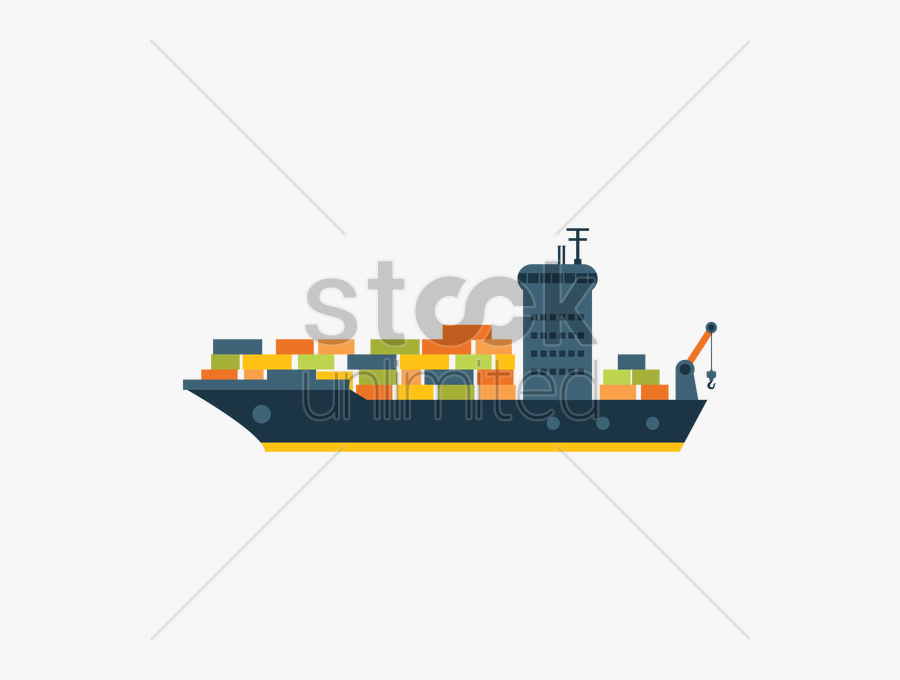 Cargo Ship Ship Vector Clipart Container Ship Cargo - Container Ship Vector Png, Transparent Clipart