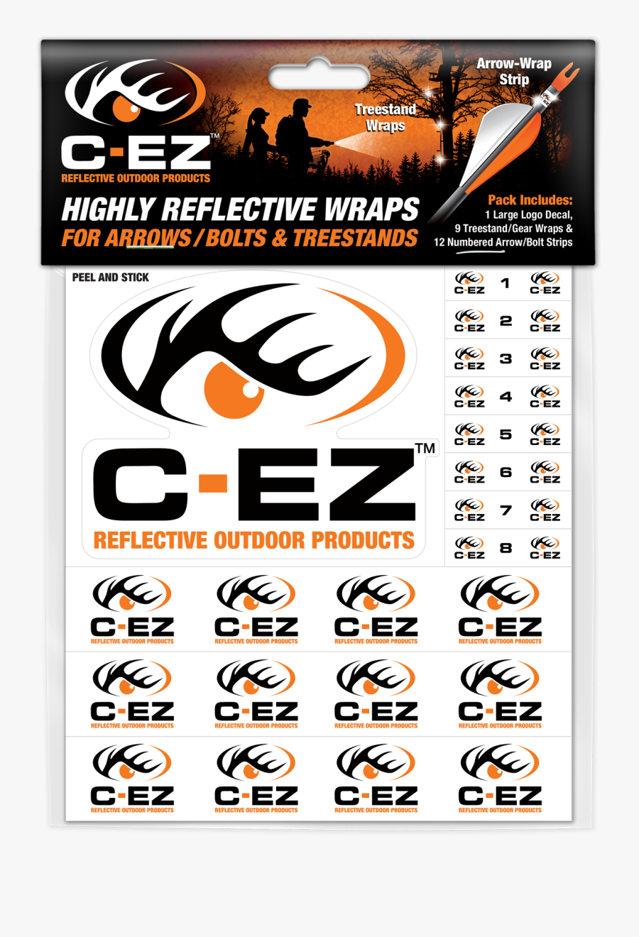 C Ez Orange Numbered Highly Reflective Arrow & Treestand - C Ez Reflective Wraps, Transparent Clipart