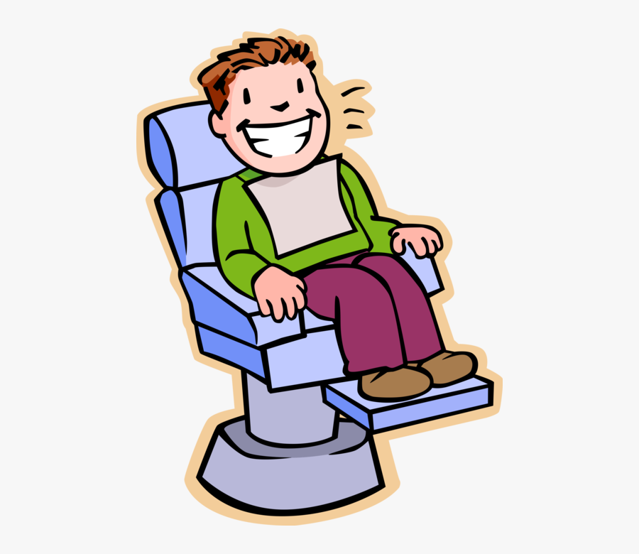 Vector Illustration Of Primary Or Elementary School - Upright Position In Dental Chair, Transparent Clipart