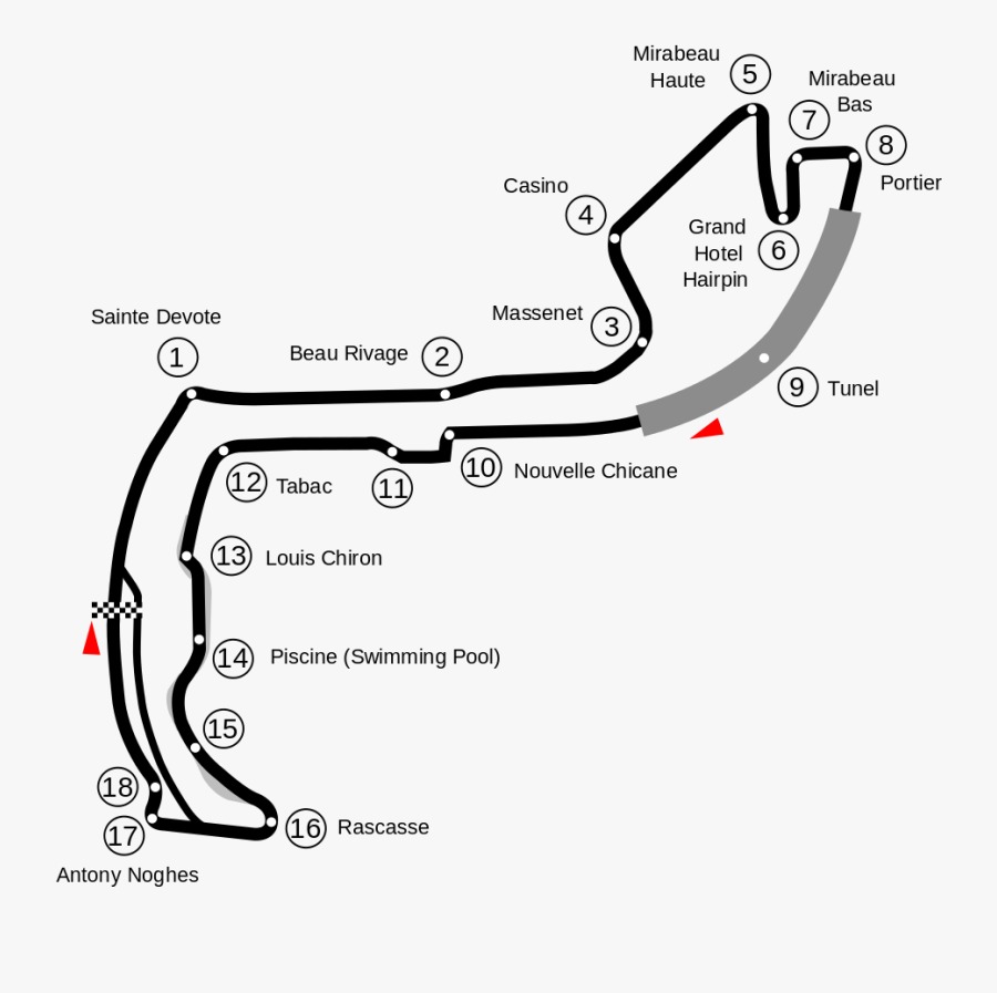 Circuit Vector Png - Monaco Track Corner Names, Transparent Clipart