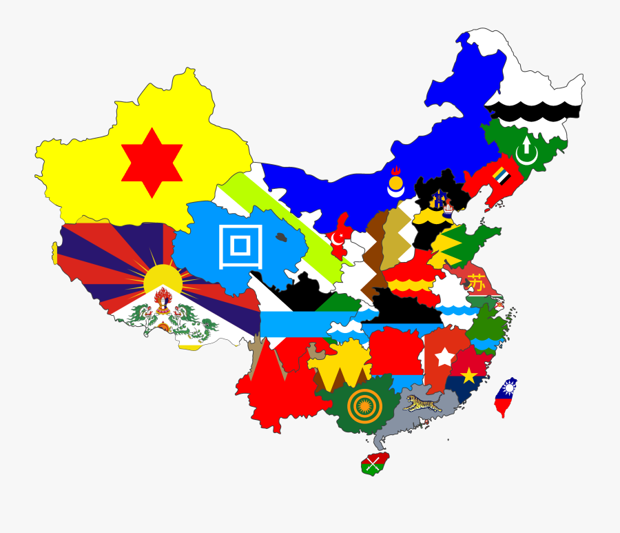 China Transparent Provinces - Flag Of China Maps, Transparent Clipart